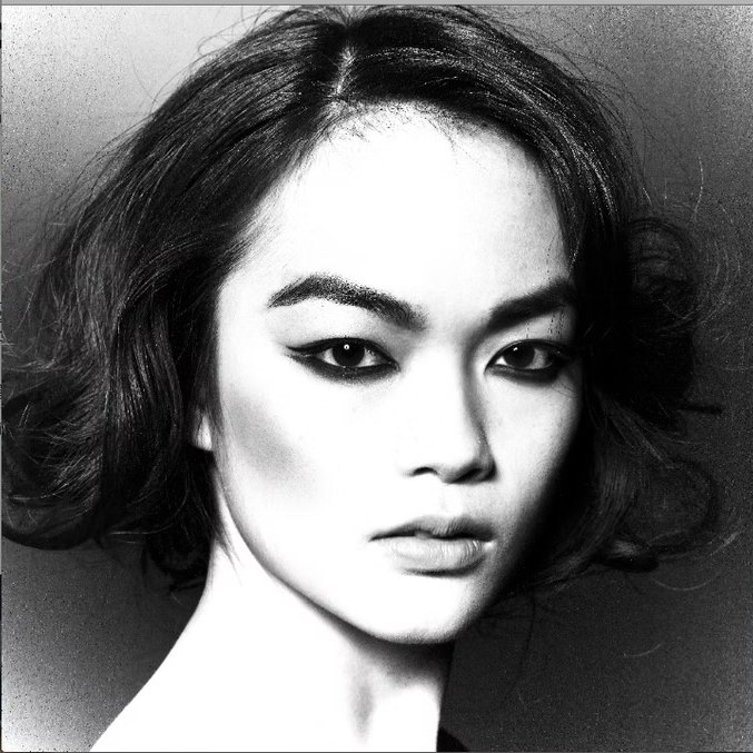 Avant-garde editorial makeup by Xander Tang, black and white beauty portrait